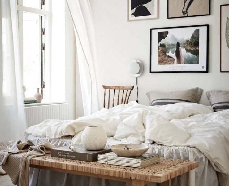 Above bed gallery wall