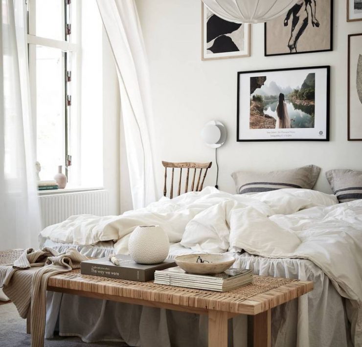 Above bed gallery wall