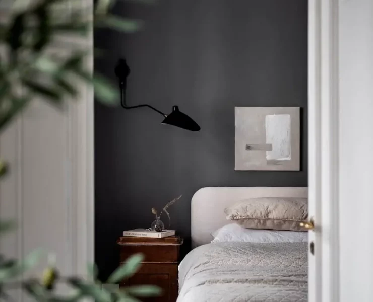 Dark Scandinavian bedroom interior design