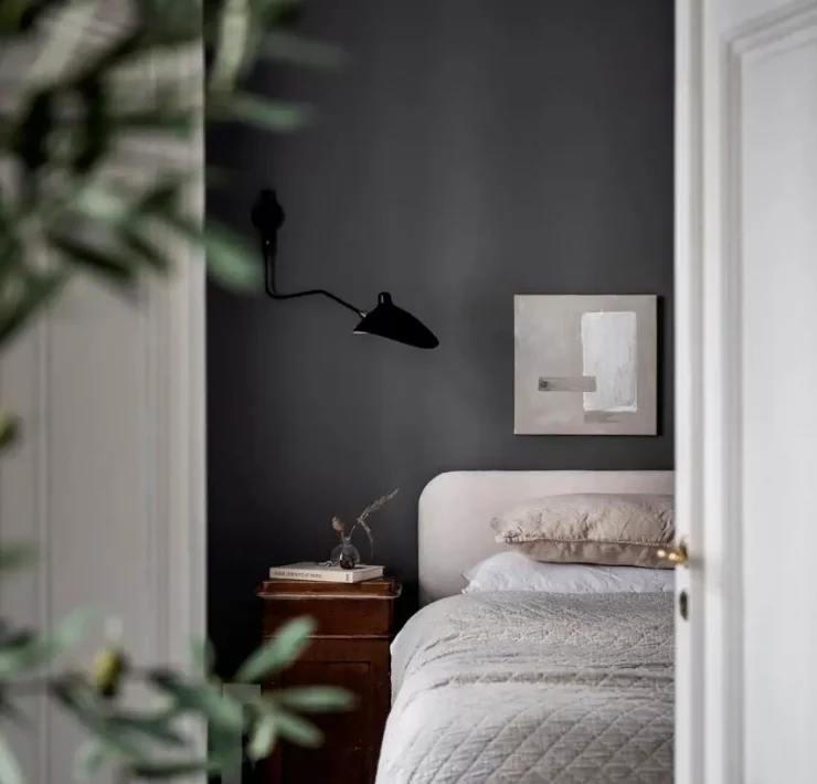 Dark Scandinavian bedroom interior design